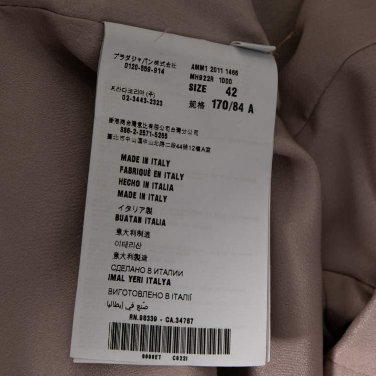 Pre Owned Miu Miu Nude Pink Crepe Embellished Collar Detail Jacket M