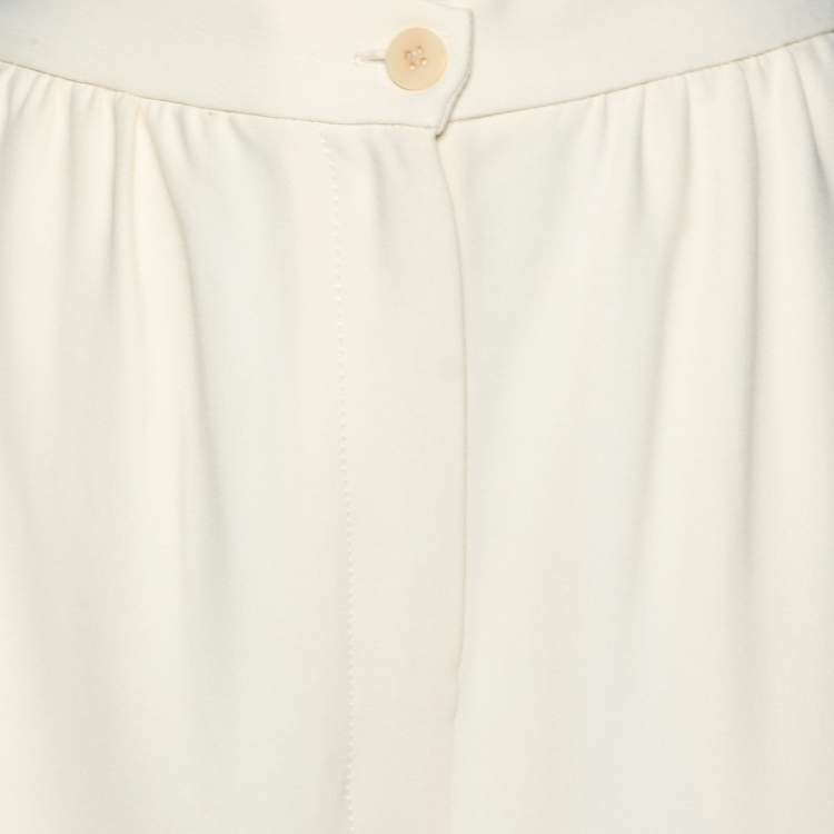 Pre Owned Miu Miu Cream Crepe Wide Leg Culottes M