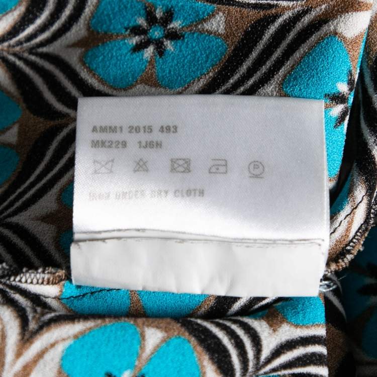 Pre Owned Miu Miu Blue Floral Printed Crepe Sleeveless Button Front Collar Top S