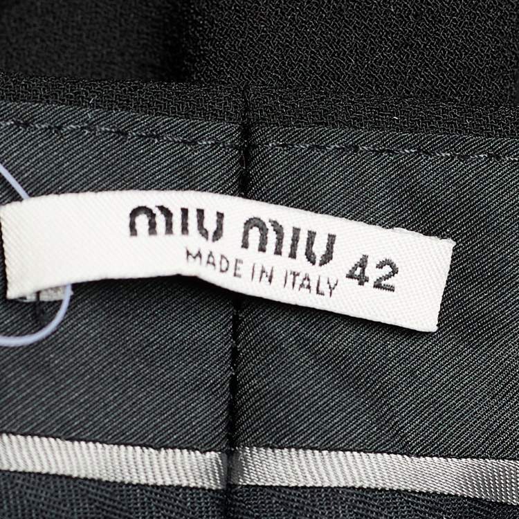 Pre Owned Miu Miu Black Crepe Tapered Trousers M