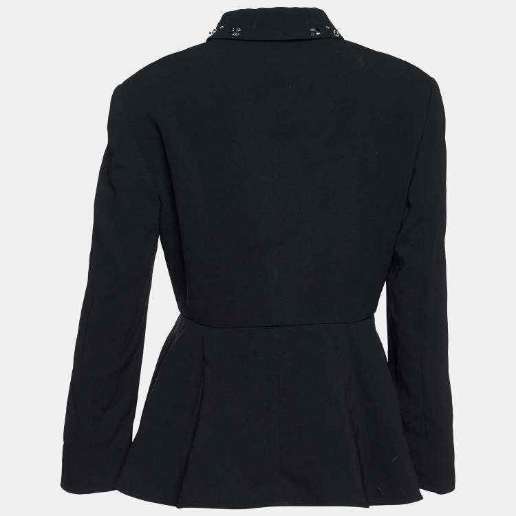 Pre Owned Miu Miu Black Synthetic Crystal Embellished Blazer M