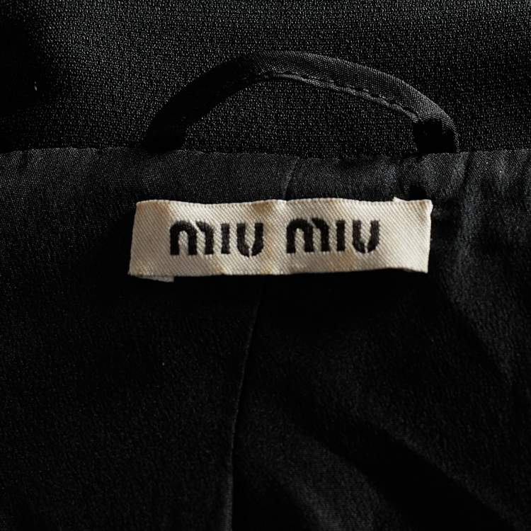 Pre Owned Miu Miu Black Synthetic Crystal Embellished Blazer M