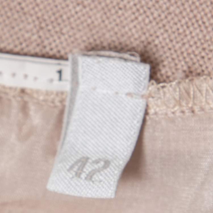 Pre Owned Miu Miu Blush Pink Knit Silk Trimmed Button Front Cardigan M
