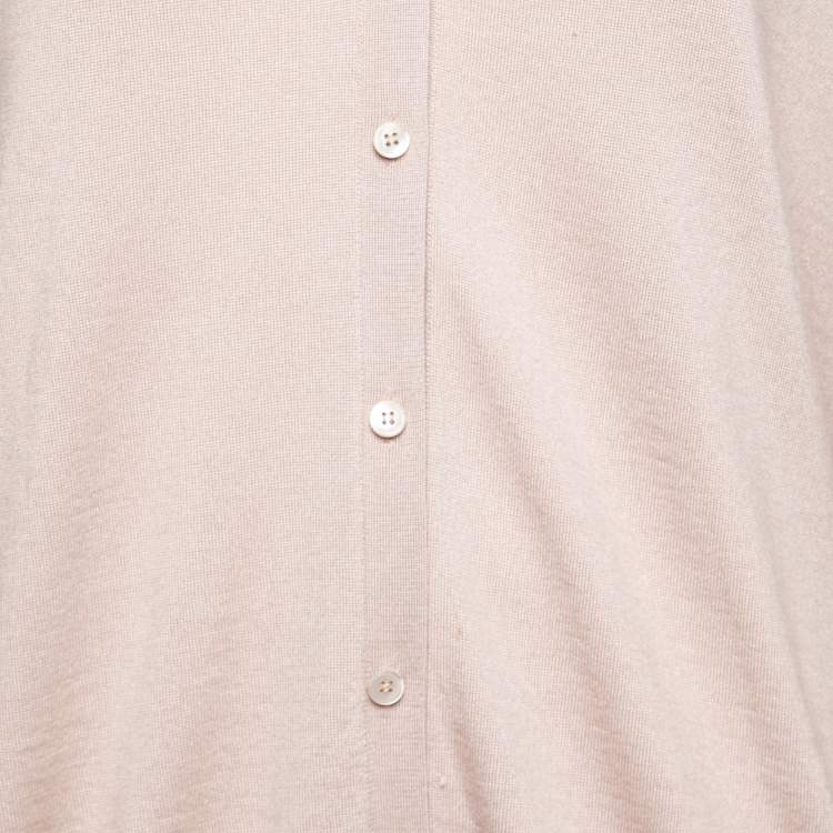 Pre Owned Miu Miu Blush Pink Knit Silk Trimmed Button Front Cardigan M