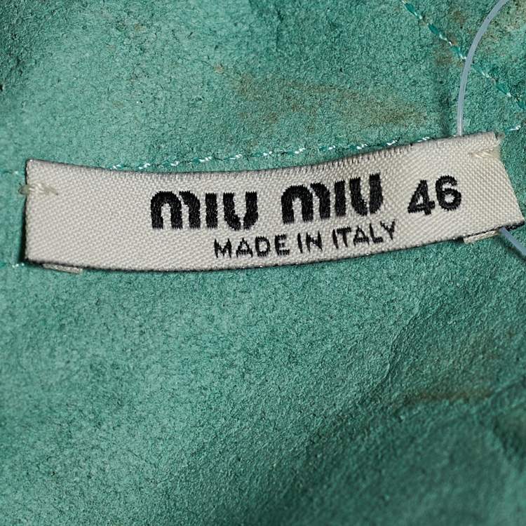 Pre Owned Miu Miu Green Suede Fringe Detail Crop Top L