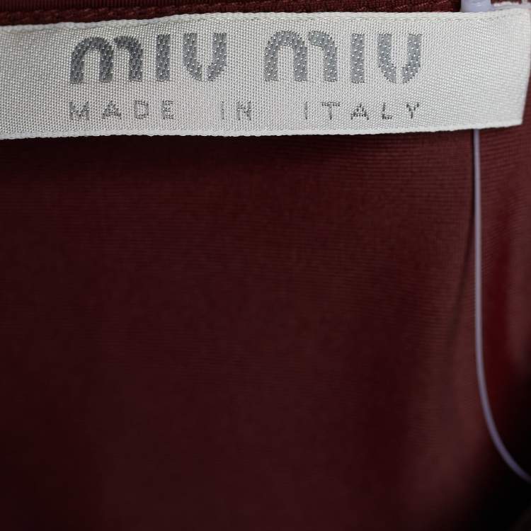 Pre Owned Miu Miu Brown/Pink Synthetic Flared Skirt S