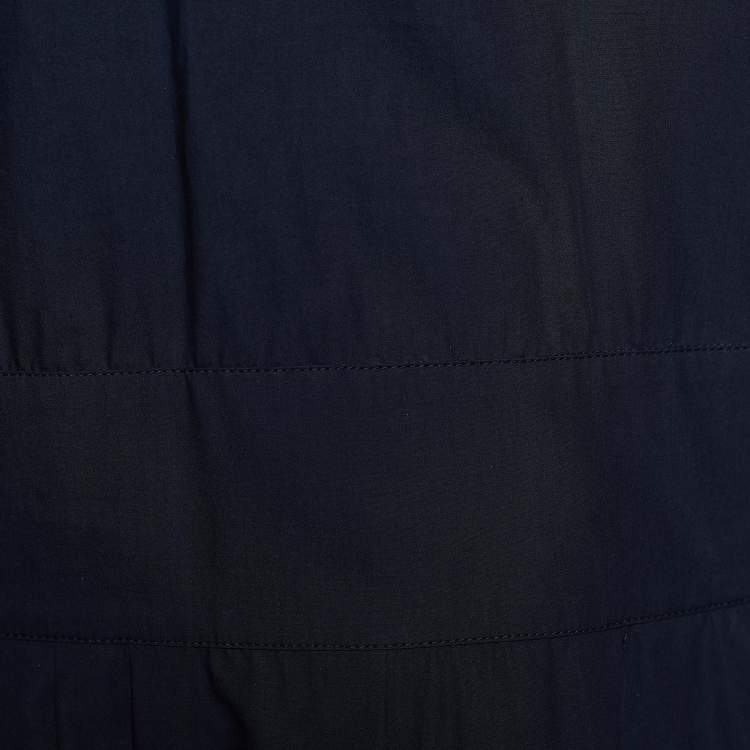 Pre Owned Miu Miu Dark Blue Cotton Sequin Collar Pleated Dress M