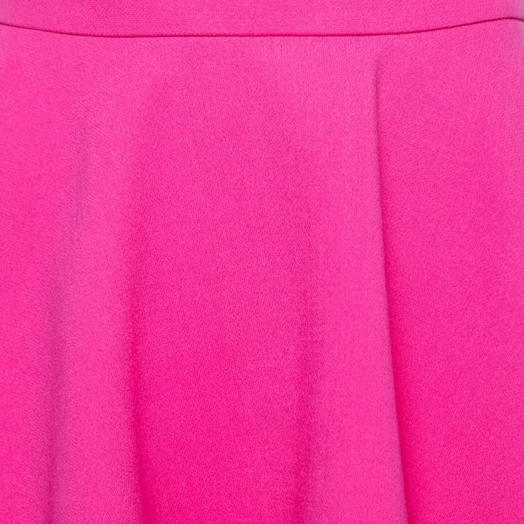 Pre Owned Miu Miu Pink Wool Crepe Skater Skirt S
