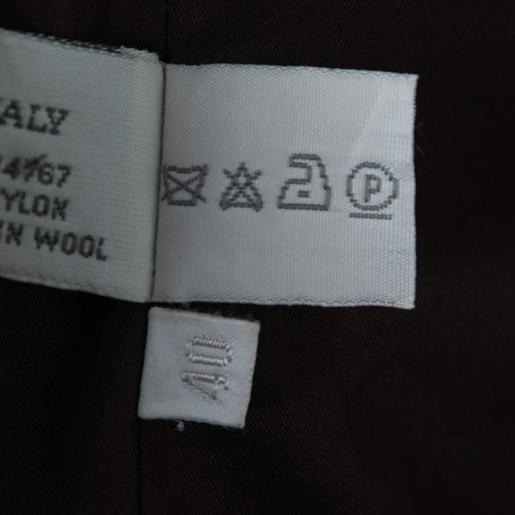 Pre Owned Miu Miu Olive Green Wool Ribbed Knit Detail Long Coat S