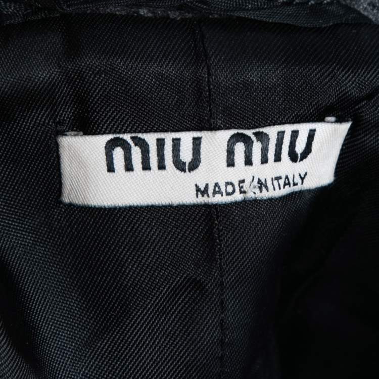 Pre Owned Miu Miu Dark Grey Wool Neck Tie Blazer M 