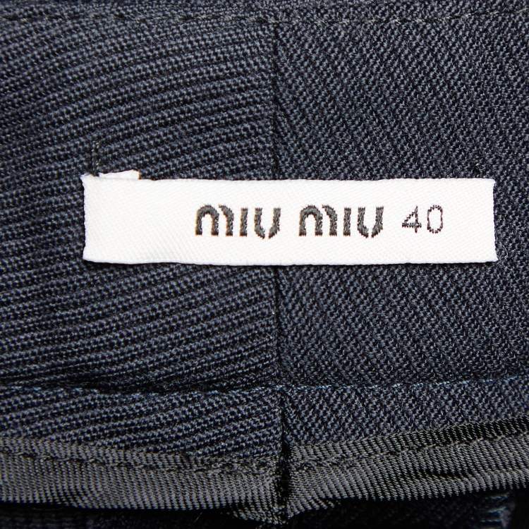 Pre Owned Miu Miu Black Wool Pleated Shorts S