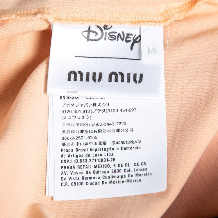 Pre Owned Miu Miu Orange Alice in Wonderland Print Oversized T-Shirt M