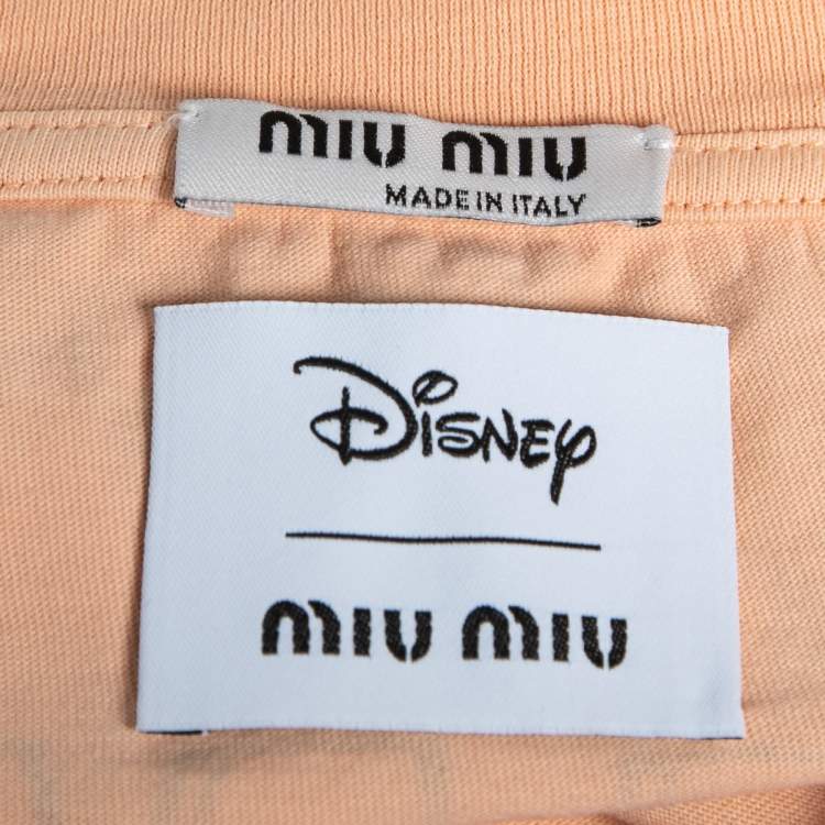 Pre Owned Miu Miu Orange Alice in Wonderland Print Oversized T-Shirt M