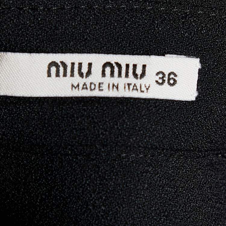Pre Owned Miu Miu Black Crepe Collared Maxi Dress XS