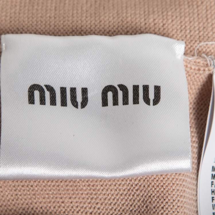Pre Owned Miu Miu Blush Pink Wool Tie Back Sweater Top S