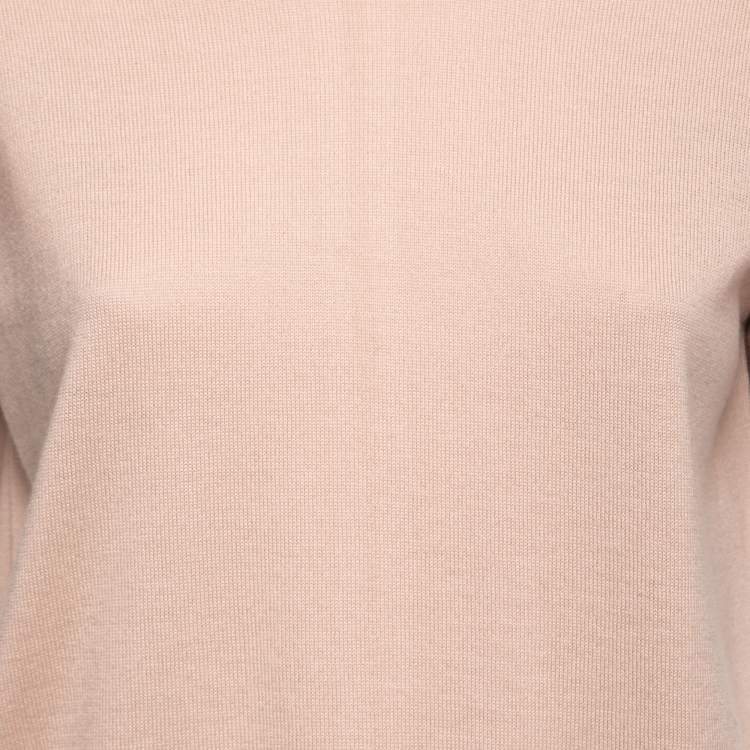 Pre Owned Miu Miu Blush Pink Wool Tie Back Sweater Top S