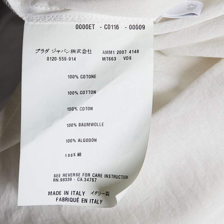 Pre Owned Miu Miu White Pleated Detail Cotton Top M