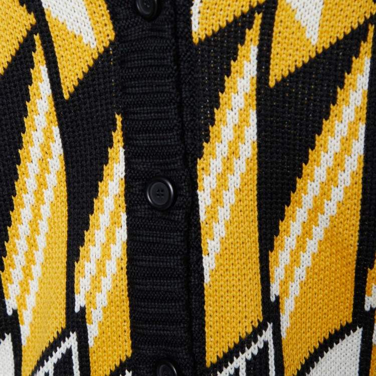 Pre Owned Miu Miu Multicolor Patterned Wool Button Front Cardigan S
