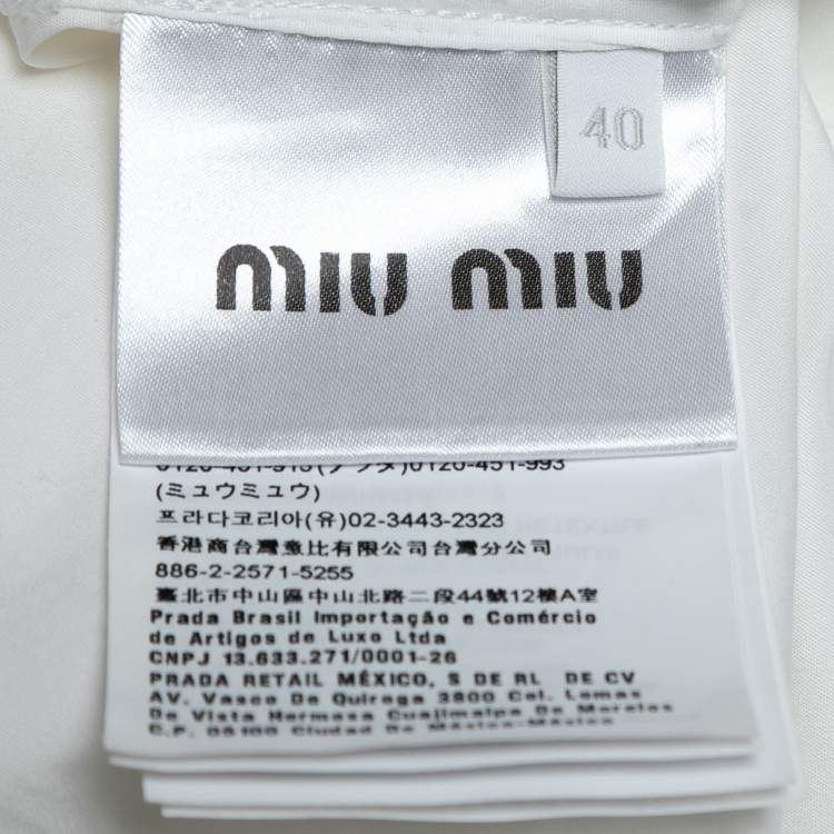 Pre Owned Miu Miu White Cotton Ruffled Sleeve Shirt S