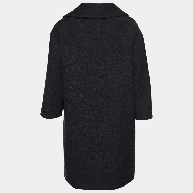Pre Owned Miu Miu Charcoal Grey Wool Button Front Coat S