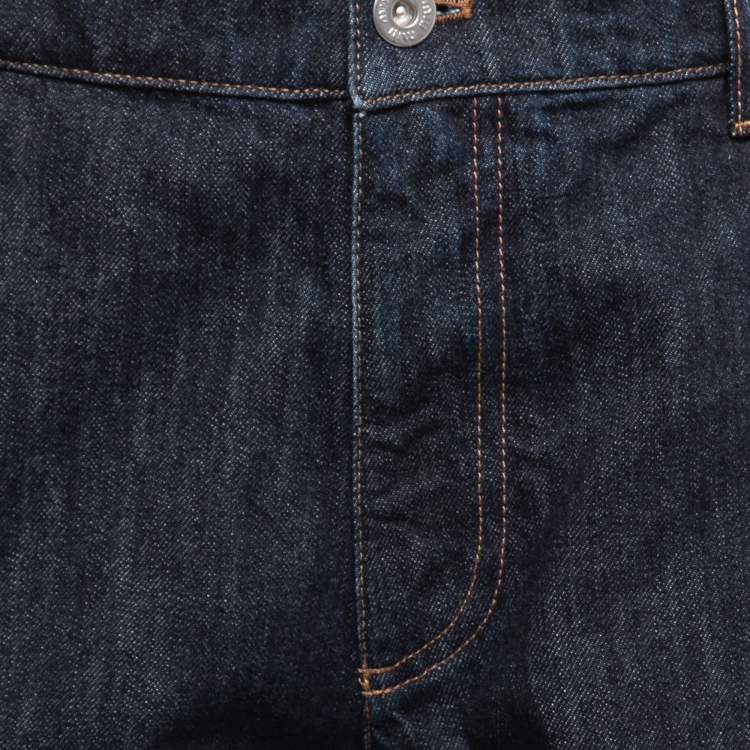 Pre Owned Miu Miu Indigo Embellished Detail Crop Jeans M