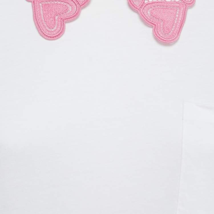 Pre Owned Miu Miu White Cotton Lace Collared T-Shirt L