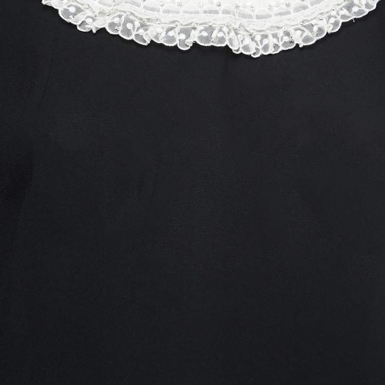 Pre Owned Miu Miu Monochrome Crepe Sleeveless Top XS
