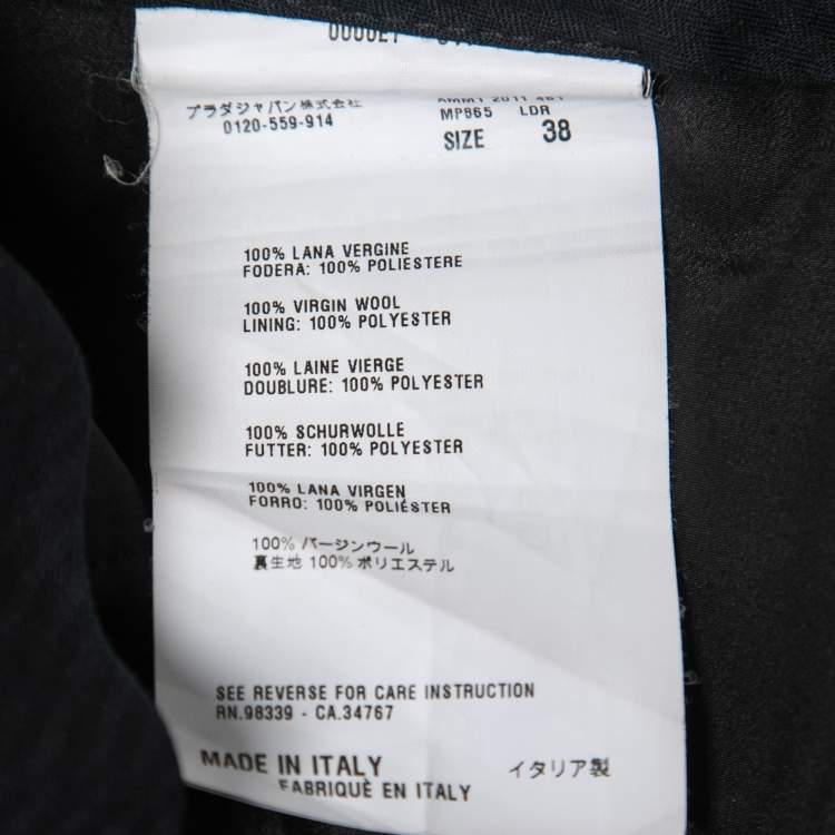 Pre Owned Miu Miu Grey Wool Buckle Detail Trousers S