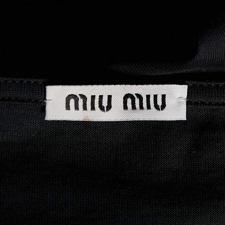 Pre Owned Miu Miu Black Knit & Lace Trim Tiered Top L