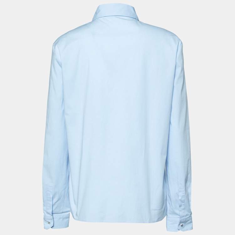 Pre Owned Miu Miu Blue  Cotton Cat Logo Embroidered  Button Front Shirt S