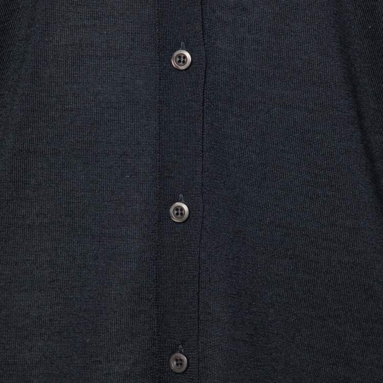 Pre Owned Miu Miu Black Wool & Silk Button Front Cardigan L