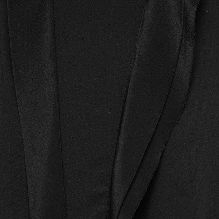مملوكة مسبقًا Miu Miu Black Crepe Tie Neck Ruffled Short Dress XS