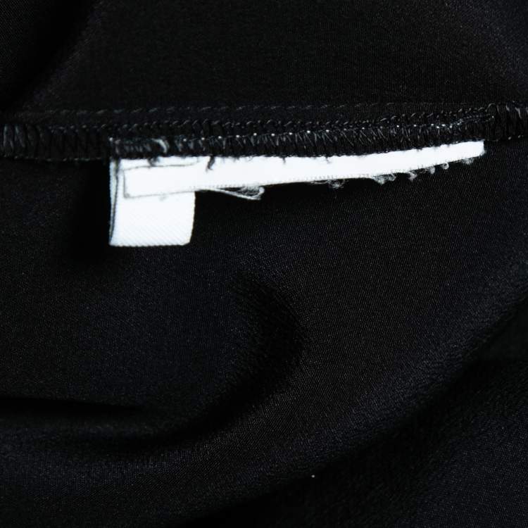 مملوكة مسبقًا Miu Miu Black Crepe Tie Neck Ruffled Short Dress XS