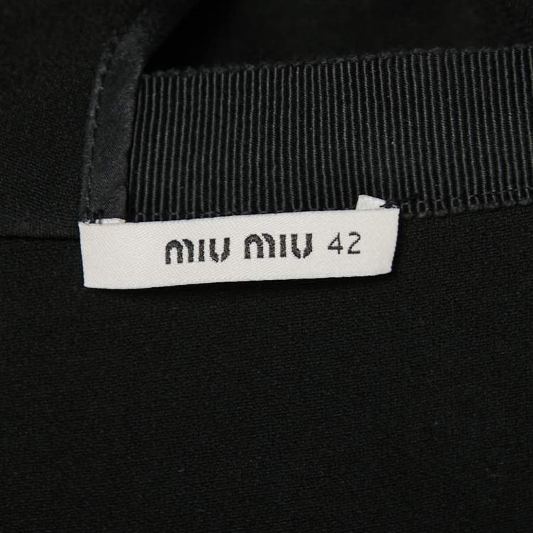 Pre Owned Miu Miu Black Crepe Sleeveless Flared Short Dress M