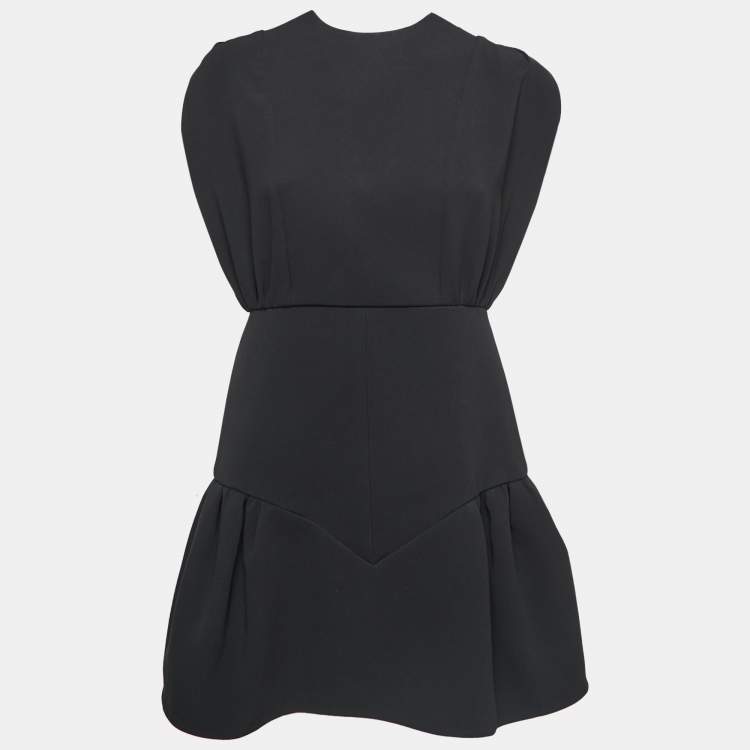 Pre Owned Miu Miu Black Crepe Sleeveless Flared Short Dress M