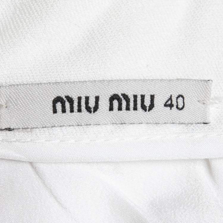 Pre Owned Miu Miu White Crepe Button Embellished Sleeveless Mini Dress S