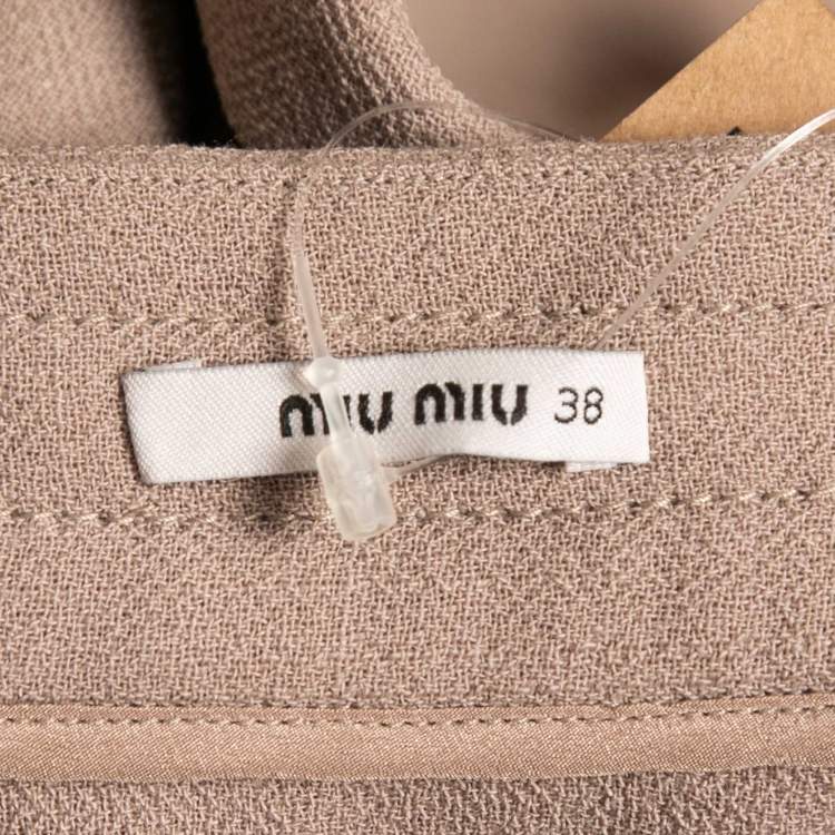 Pre Owned Miu Miu Beige Wool Flared Mini Skirt S