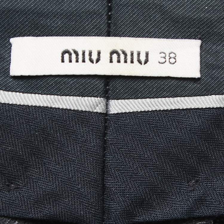 Pre Owned Miu Miu Grey Wool Regular Fit Cropped Pants S