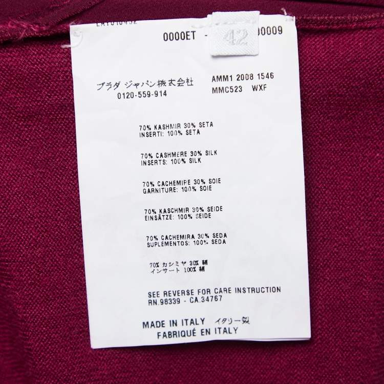 مملوكة مسبقًا Miu Miu Magenta Pink Cashmere & Silk Knit Button Front Cardigan M