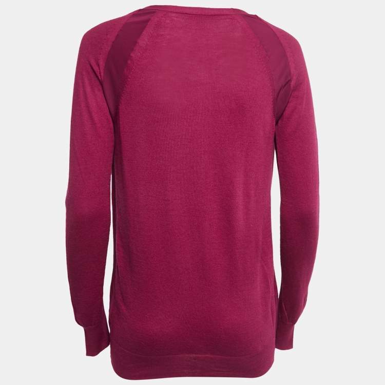 مملوكة مسبقًا Miu Miu Magenta Pink Cashmere & Silk Knit Button Front Cardigan M