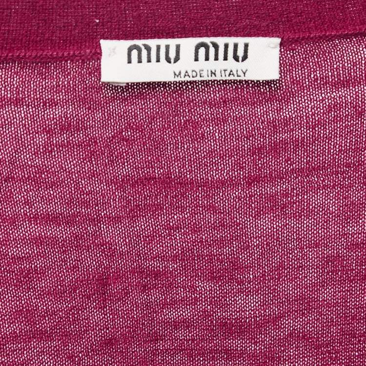 مملوكة مسبقًا Miu Miu Magenta Pink Cashmere & Silk Knit Button Front Cardigan M