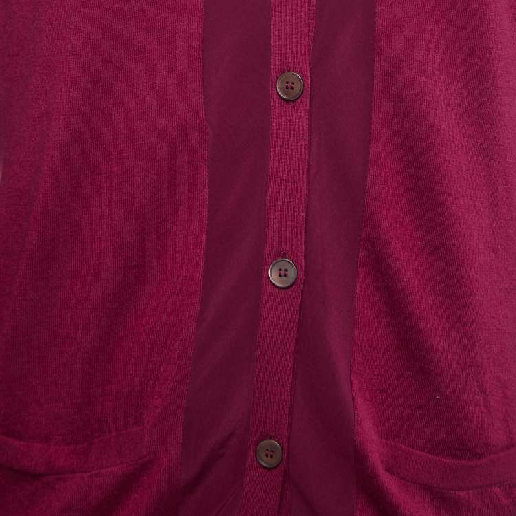 مملوكة مسبقًا Miu Miu Magenta Pink Cashmere & Silk Knit Button Front Cardigan M