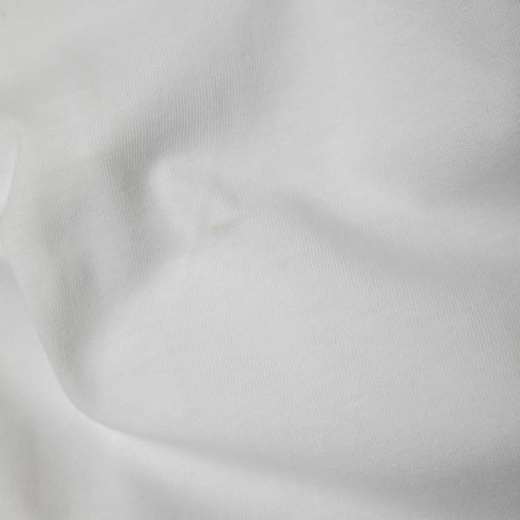 Pre Owned Miu Miu White Cotton Rhinestone Embellished T-Shirt M