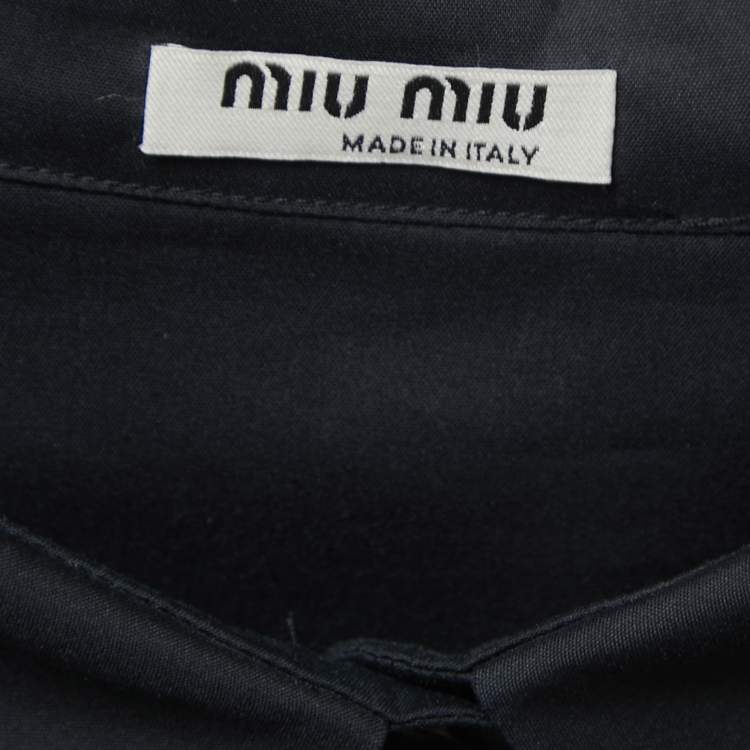 Pre Owned Miu Miu Black Cotton Blend Half Sleeve Button Front Shirt S