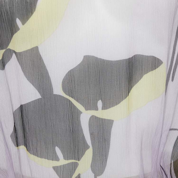 Pre Owned Miu Miu Purple Printed Silk & Knit Top M