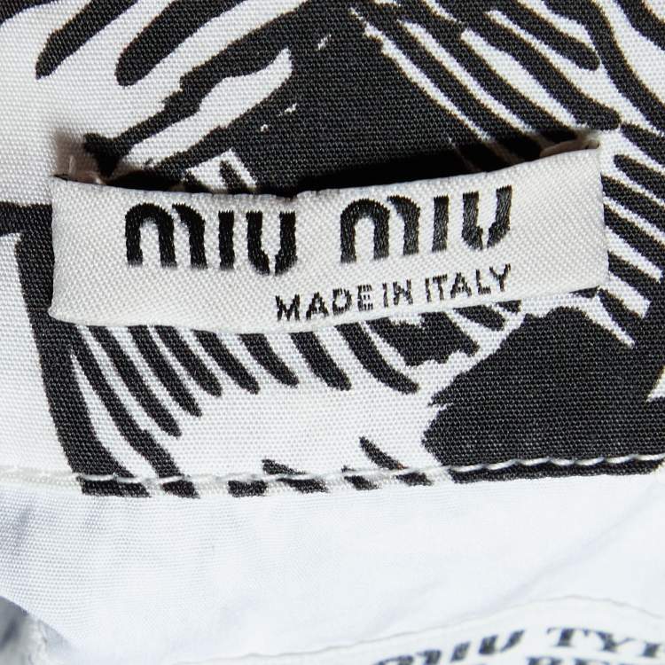 Pre Owned Miu Miu White Printed Cotton Sleeveless Shirt M