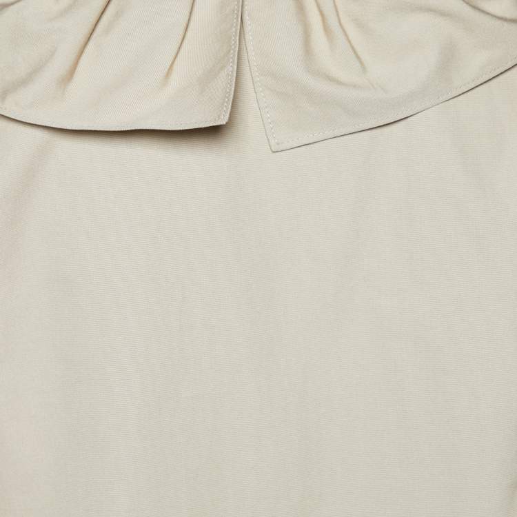Pre Owned Miu Miu Brown Cotton Ruffled Button Front Shirt XS