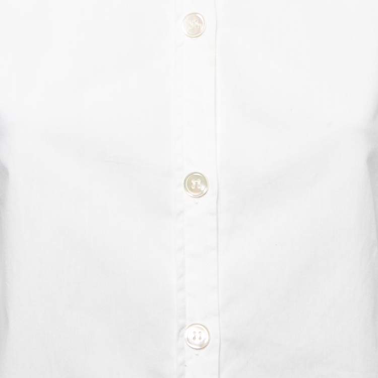 Pre Owned Miu Miu White Cotton & Lace Collar Detail Shirt S