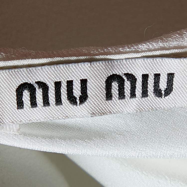 Pre Owned Miu Miu White Crepe Ruffled Hem Top XS