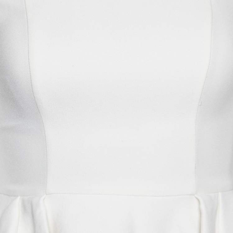 Pre Owned Miu Miu White Crepe Ruffled Hem Top XS